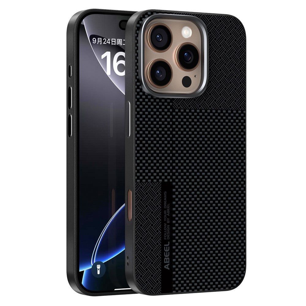 ABEEL For iPhone 16 Pro Magnetic Case Ultra-thin 6D Printed Shockproof TPU PC Aluminum Alloy Leather Phone Cover