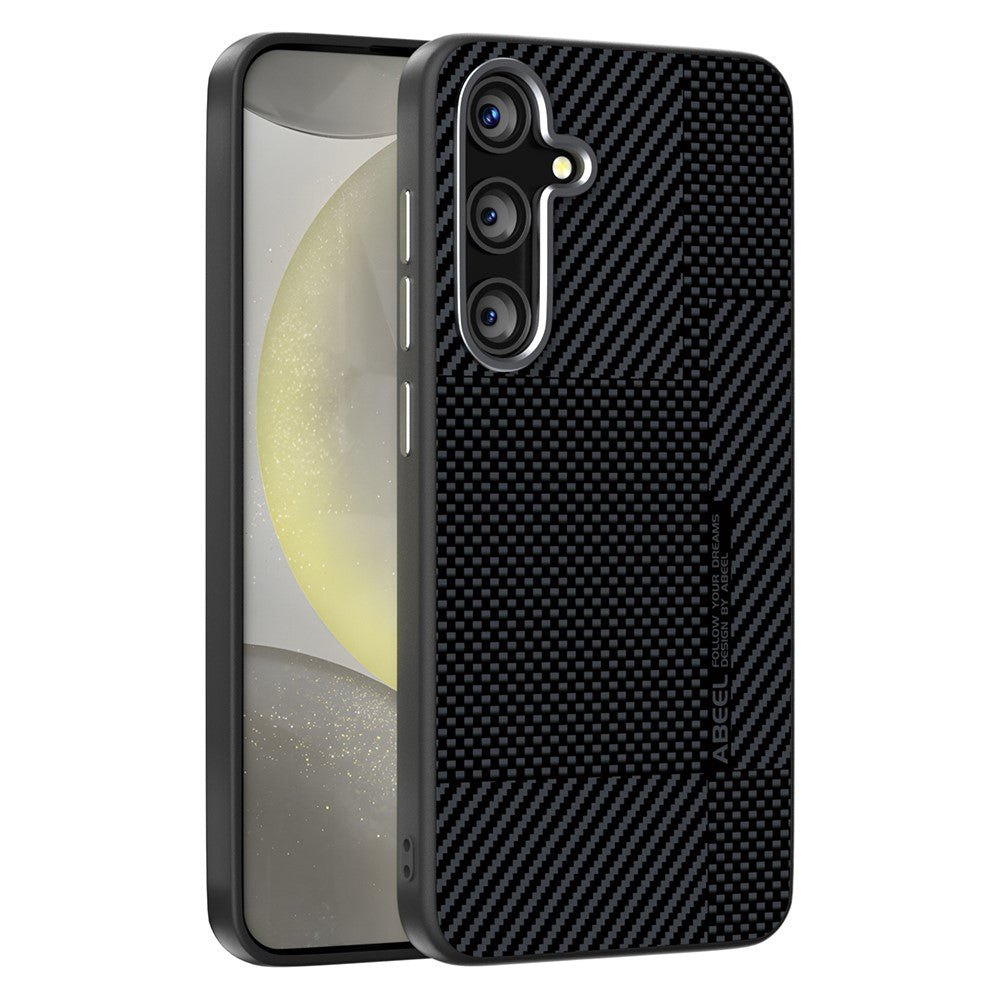 ABEEL For Samsung Galaxy S25 Magnetic Case Ultra-thin 6D Printed Shockproof TPU PC Aluminum Alloy Leather Phone Cover
