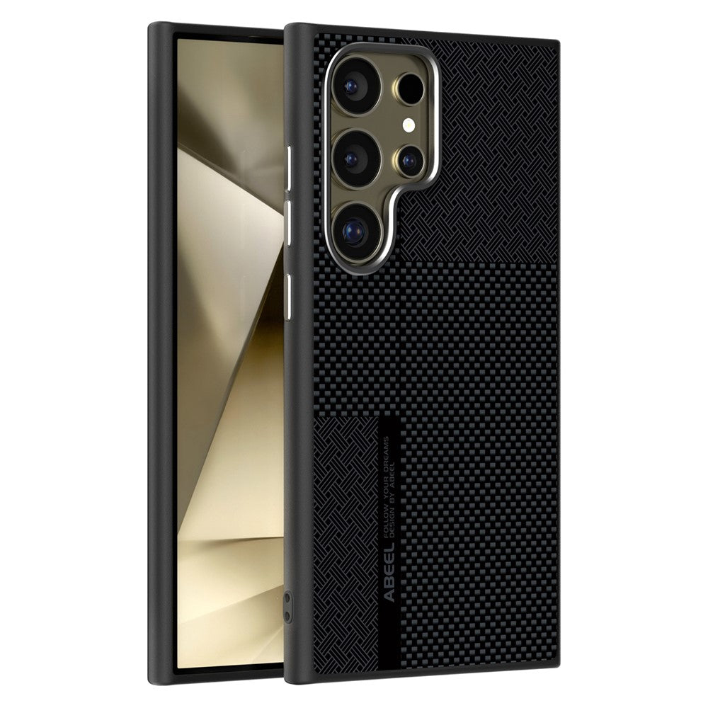 ABEEL Til Samsung Galaxy S24 Ultra Magnetisk Cover Ultratyndt 6D Printet Stødsikkert TPU PC Aluminiumlegering Læder Telefoncover