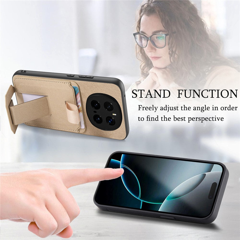 For Honor Magic7 Pro 5G Case Cloth Texture TPU PU Leather PC Phone Back Cover with Card Holder Kickstand