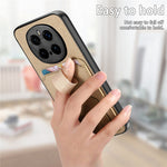 For Honor Magic7 Pro 5G Case Cloth Texture TPU PU Leather PC Phone Back Cover with Card Holder Kickstand