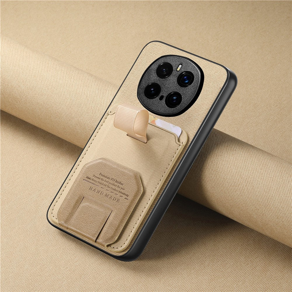 For Honor Magic7 Pro 5G Case Cloth Texture TPU PU Leather PC Phone Back Cover with Card Holder Kickstand
