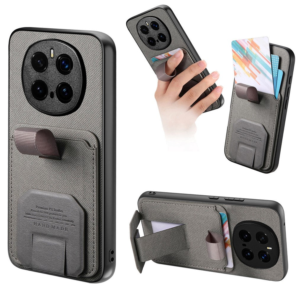For Honor Magic7 Pro 5G Case Cloth Texture TPU PU Leather PC Phone Back Cover with Card Holder Kickstand