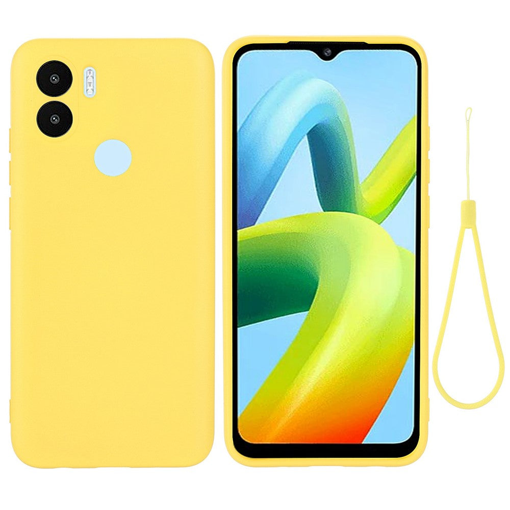 Liquid Silicone Case for Xiaomi Redmi A1+ 4G / A2+ 4G / Poco C50 4G Shockproof Phone Case Anti-Fall Protective Cover with Strap