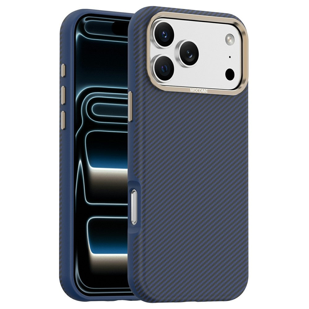 Til iPhone 17 Pro Max Cover Kompatibel med MagSafe Kulfiber Tekstur Stødsikkert Læder TPU PC Beskyttelsescover