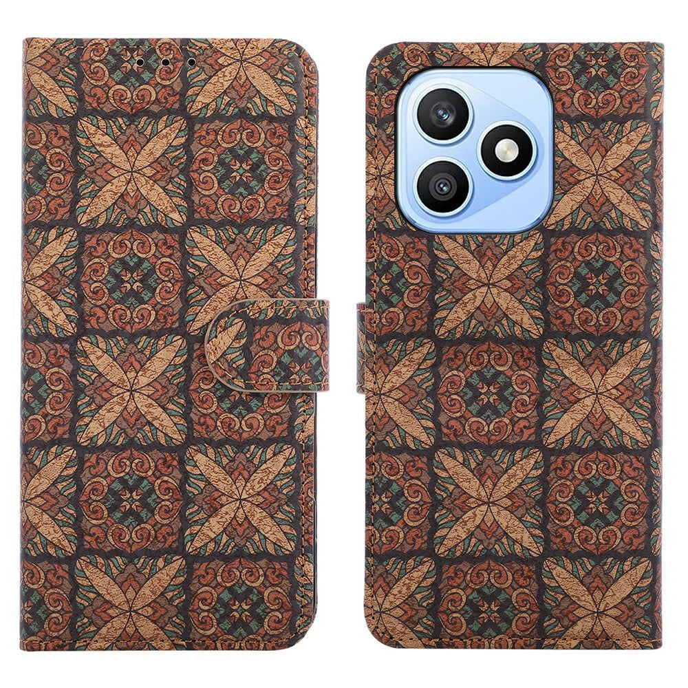 For Honor X8d 4G Leather Wallet Case Bohemian-style TPU PU Phone Cover with Stand