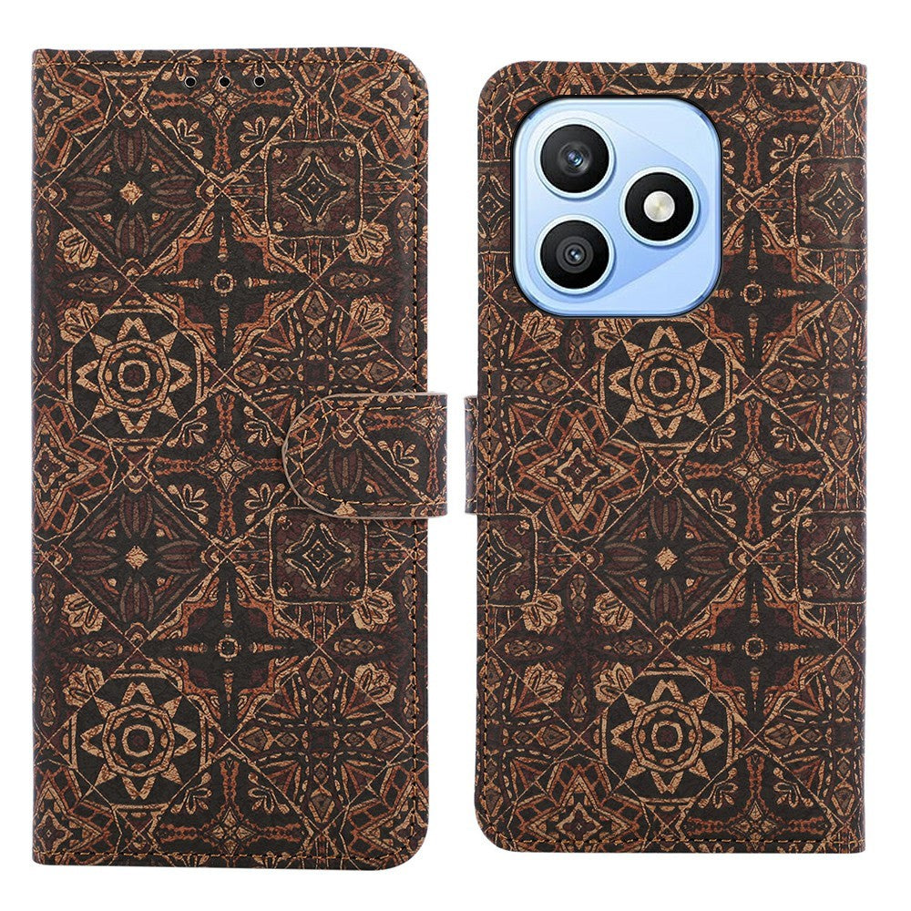 For Honor X8d 4G Leather Wallet Case Bohemian-style TPU PU Phone Cover with Stand