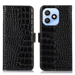 For Honor X8d 4G Case RFID Blocking Wallet Crocodile Texture Genuine Cow Leather Phone Cover