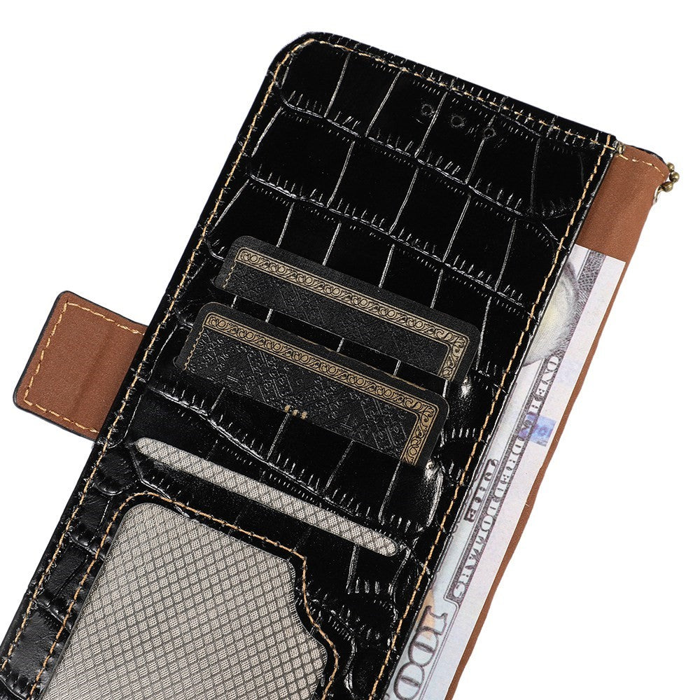 For Honor X8d 4G Case RFID Blocking Wallet Crocodile Texture Genuine Cow Leather Phone Cover