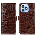 For Honor X8d 4G Case RFID Blocking Wallet Crocodile Texture Genuine Cow Leather Phone Cover