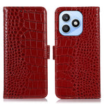 For Honor X8d 4G Case RFID Blocking Wallet Crocodile Texture Genuine Cow Leather Phone Cover