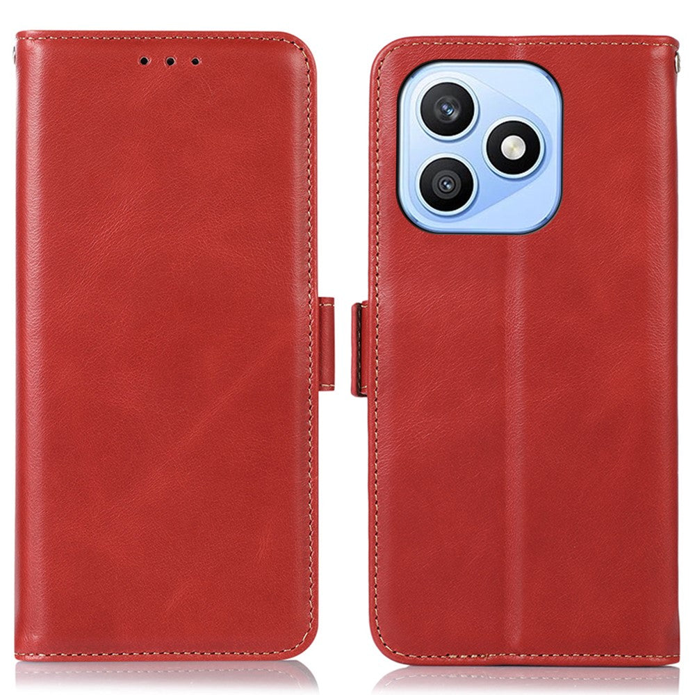 For Honor X8d 4G Case RFID Blocking Genuine Cow Leather Wallet Phone Cover