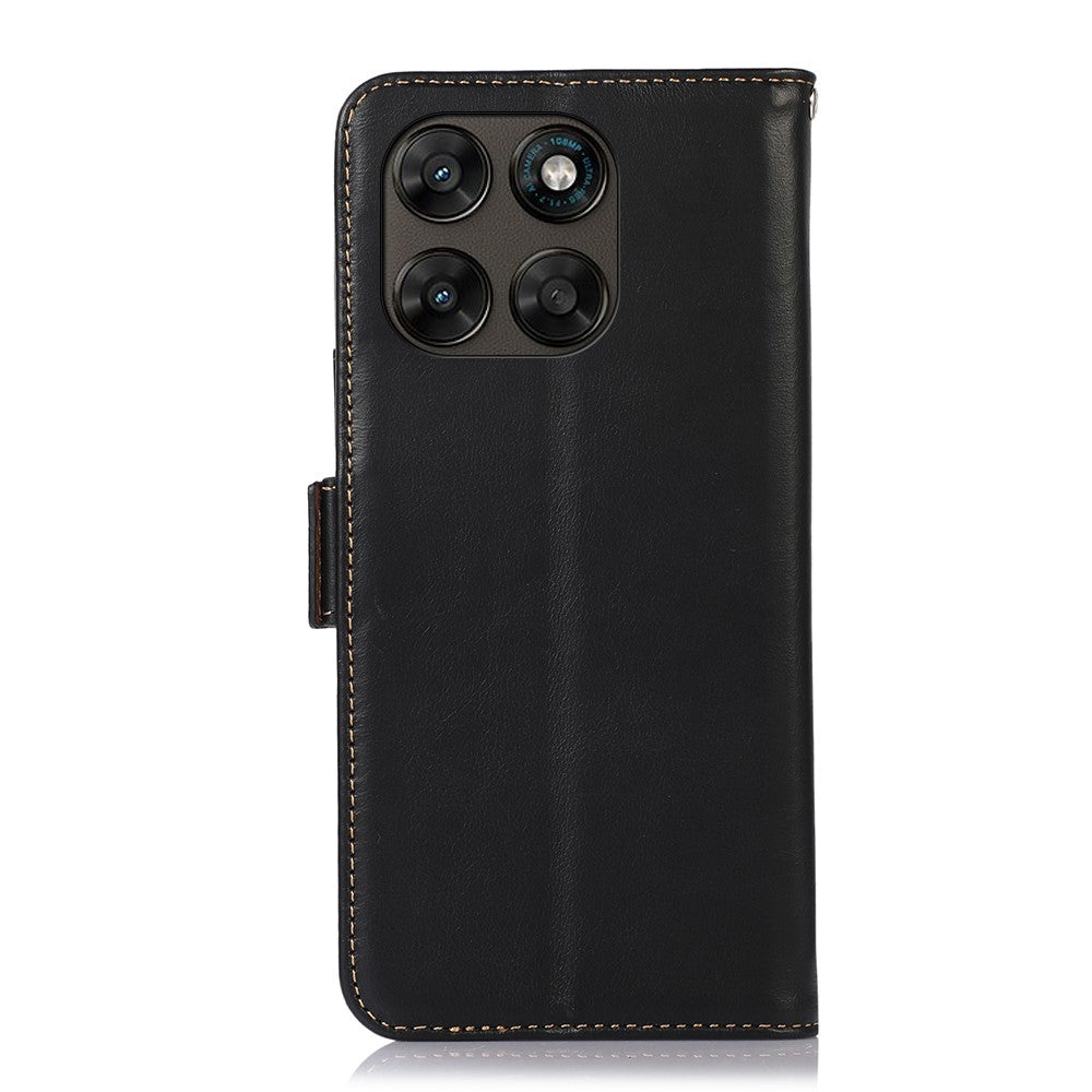 For Motorola Moto G77 5G / G67 5G Case RFID Blocking Genuine Cow Leather Wallet Phone Cover