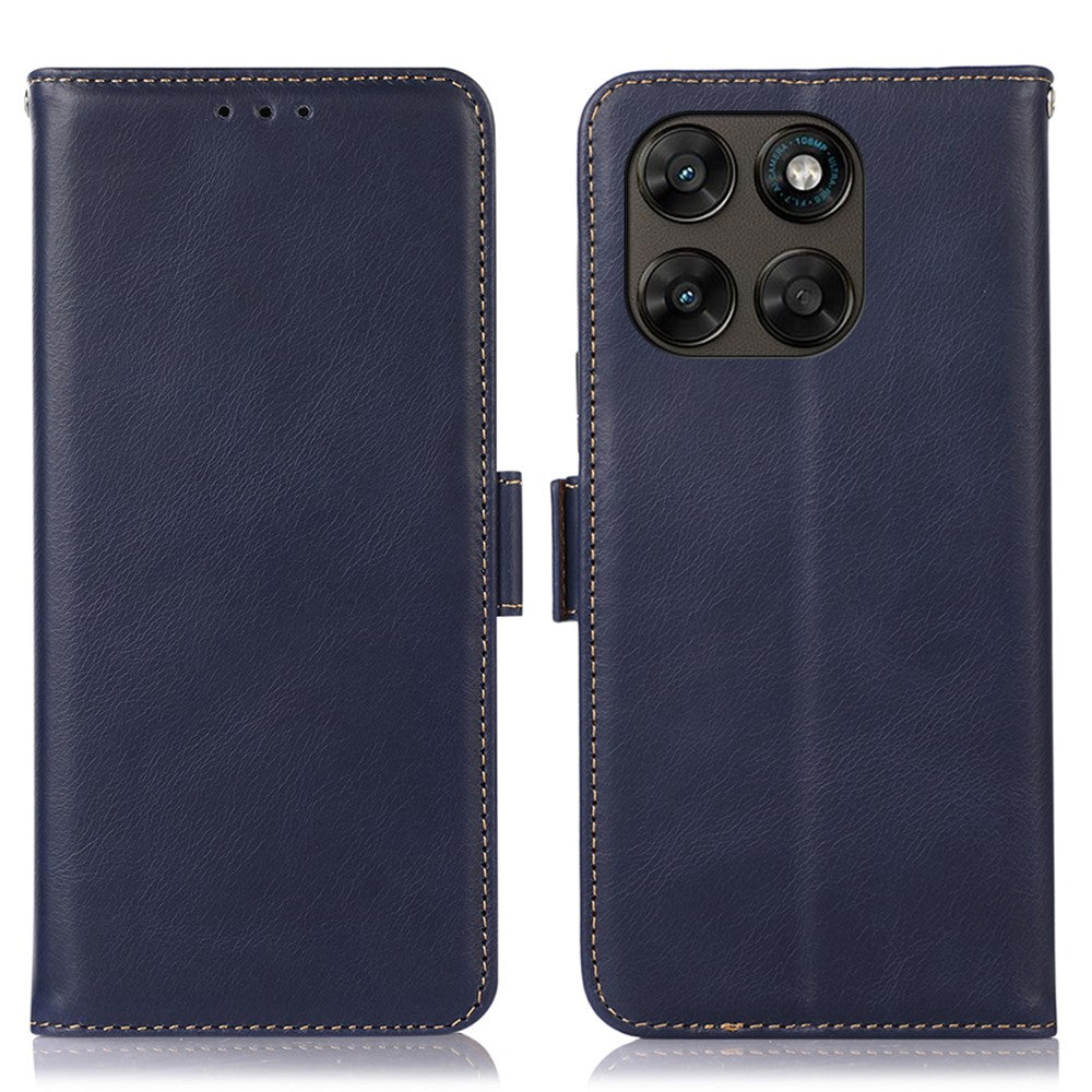For Motorola Moto G77 5G / G67 5G Case RFID Blocking Genuine Cow Leather Wallet Phone Cover