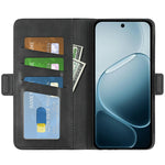 For Oppo F31 Pro 5G Wallet Case Calf Textured TPU + PU Stand Flip Cover With Double Magnetic Clasp