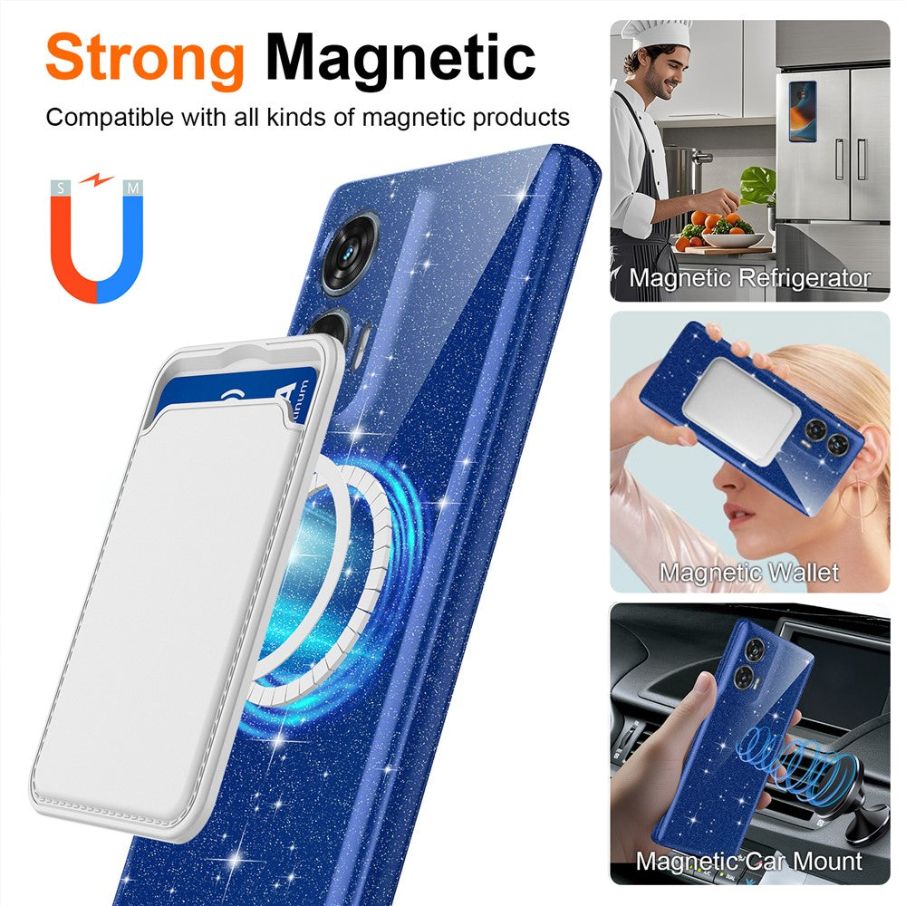 Magnetisk Cover til Motorola Edge 50 Fusion 5G / G96 5G Glitrende TPU Stødsikkert Telefoncover med Snor