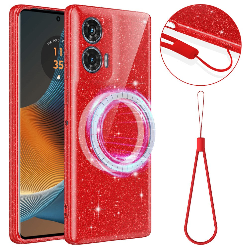 Magnetisk Cover til Motorola Edge 50 Fusion 5G / G96 5G Glitrende TPU Stødsikkert Telefoncover med Snor