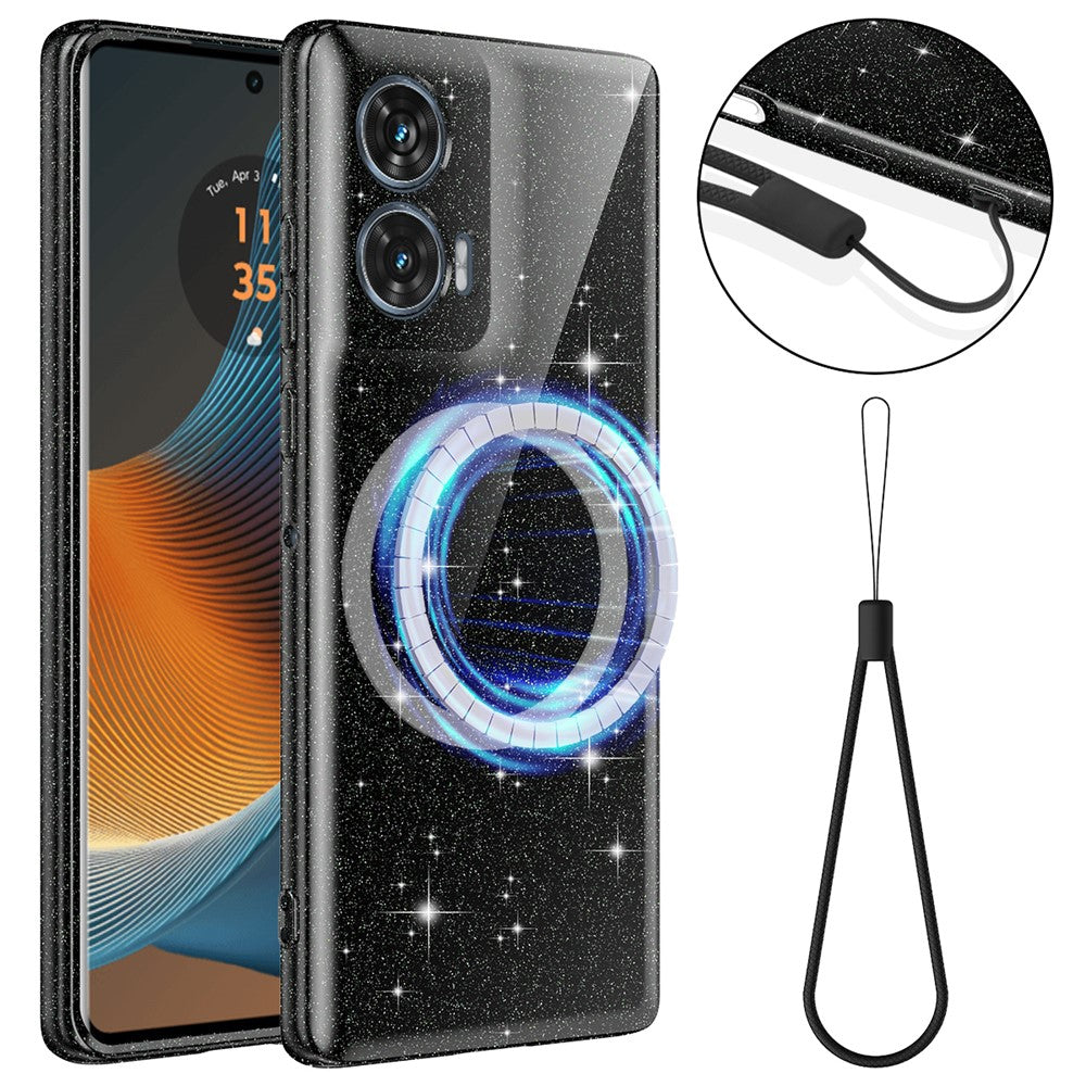 Magnetisk Cover til Motorola Edge 50 Fusion 5G / G96 5G Glitrende TPU Stødsikkert Telefoncover med Snor