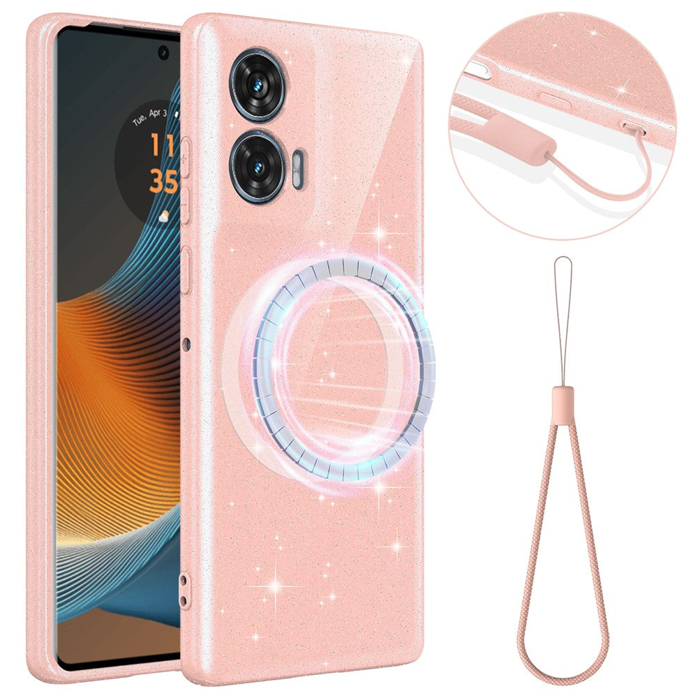 Magnetisk Cover til Motorola Edge 50 Fusion 5G / G96 5G Glitrende TPU Stødsikkert Telefoncover med Snor