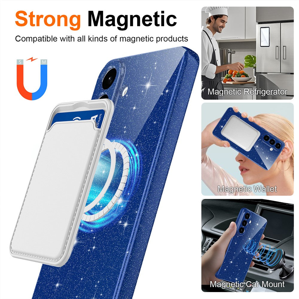 Samsung Galaxy A57 5G Magnetiskt Skal Glitter TPU Stötsäkert mobilskal med Snodd