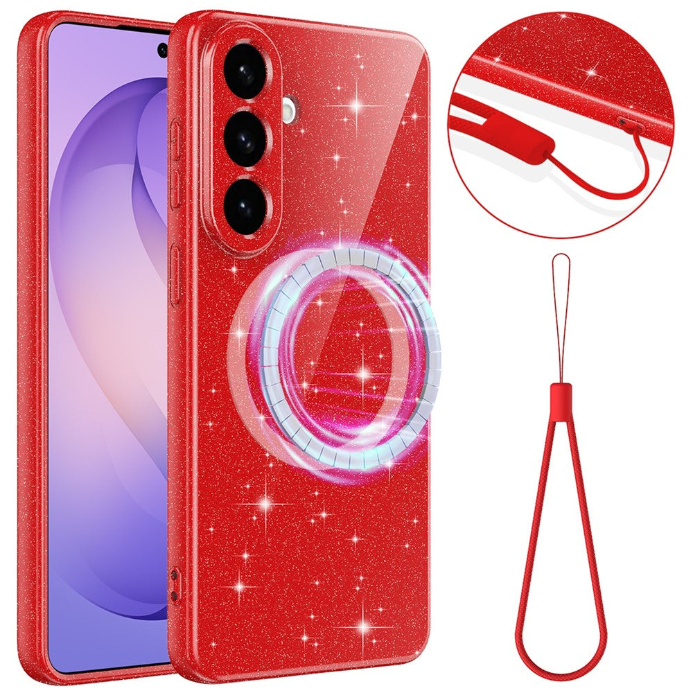 Samsung Galaxy A57 5G Magnetiskt Skal Glitter TPU Stötsäkert mobilskal med Snodd