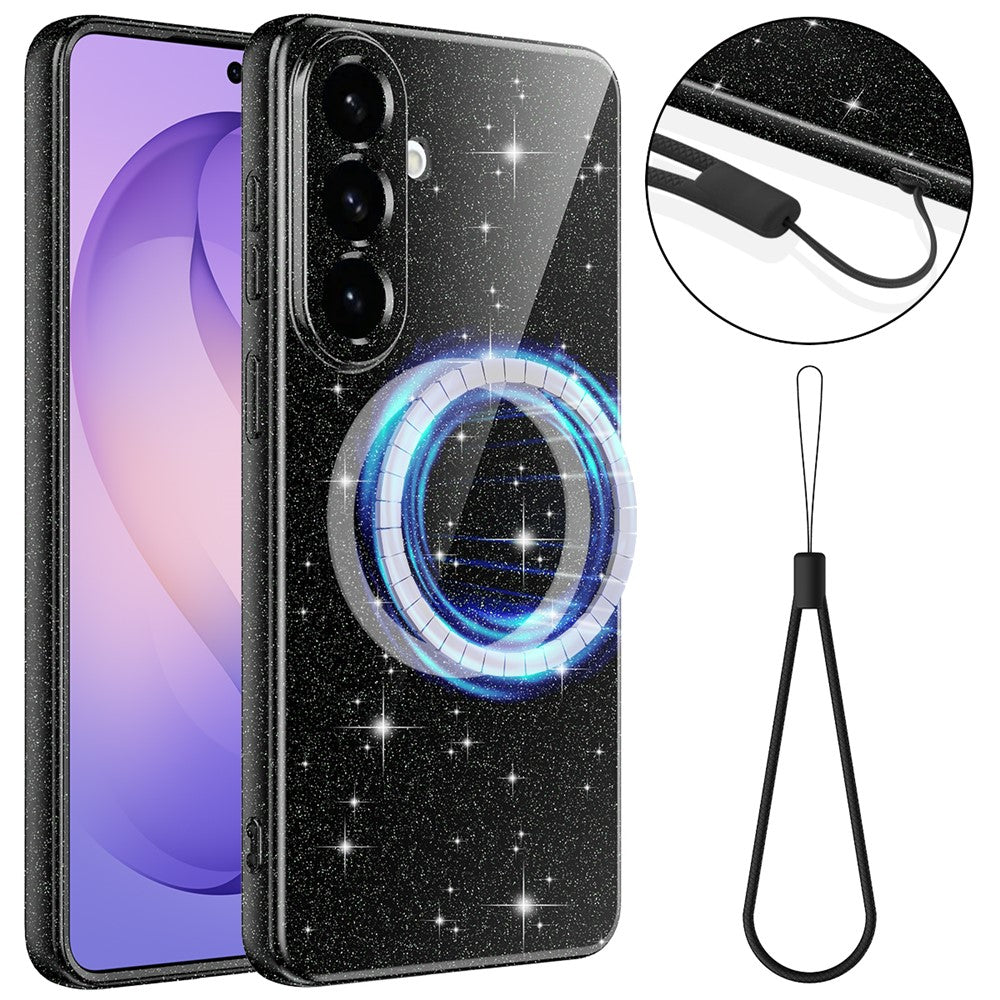 Samsung Galaxy A57 5G Magnetiskt Skal Glitter TPU Stötsäkert mobilskal med Snodd
