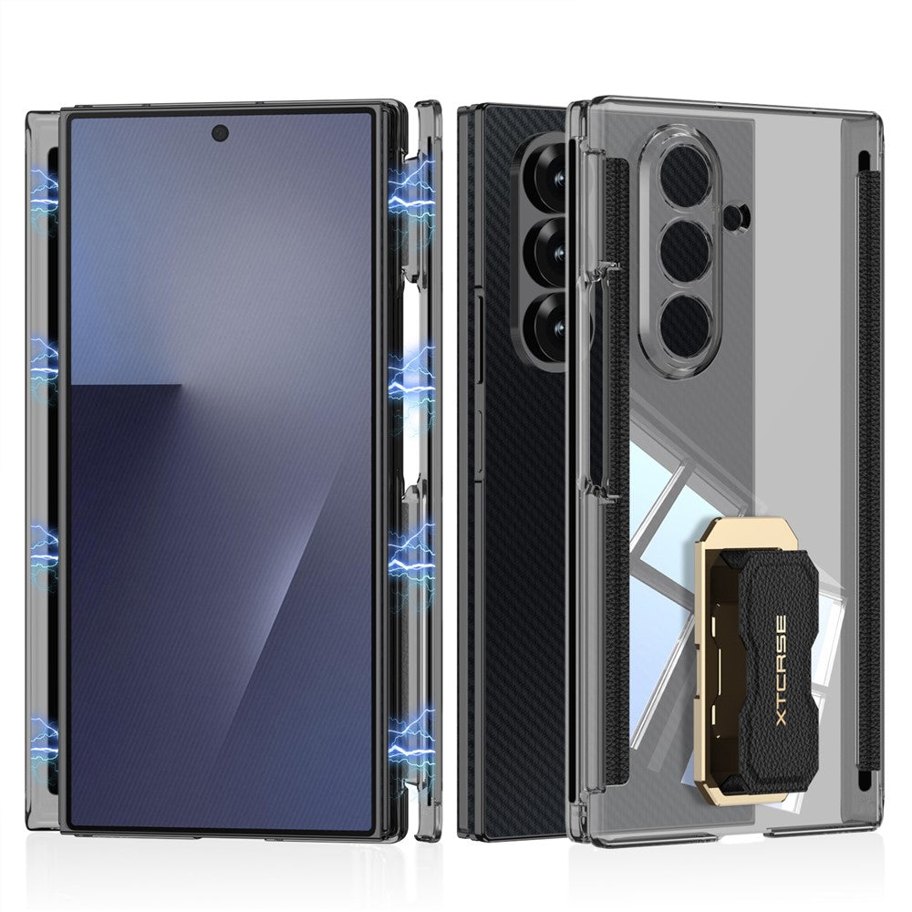 GKK-skal til Samsung Galaxy Z TriFold 5G med magnetisk hængsel, roterende stativ, armbånds-PC-mobilskal med hærdet glasfilm