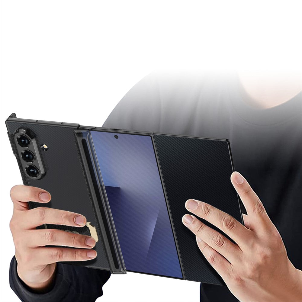 GKK-skal til Samsung Galaxy Z TriFold 5G med magnetisk hængsel, roterende stativ, armbånds-PC-mobilskal med hærdet glasfilm