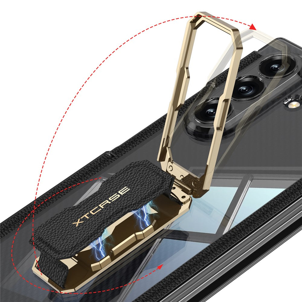 GKK-skal til Samsung Galaxy Z TriFold 5G med magnetisk hængsel, roterende stativ, armbånds-PC-mobilskal med hærdet glasfilm