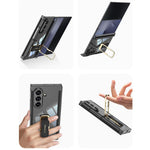 GKK-skal til Samsung Galaxy Z TriFold 5G med magnetisk hængsel, roterende stativ, armbånds-PC-mobilskal med hærdet glasfilm