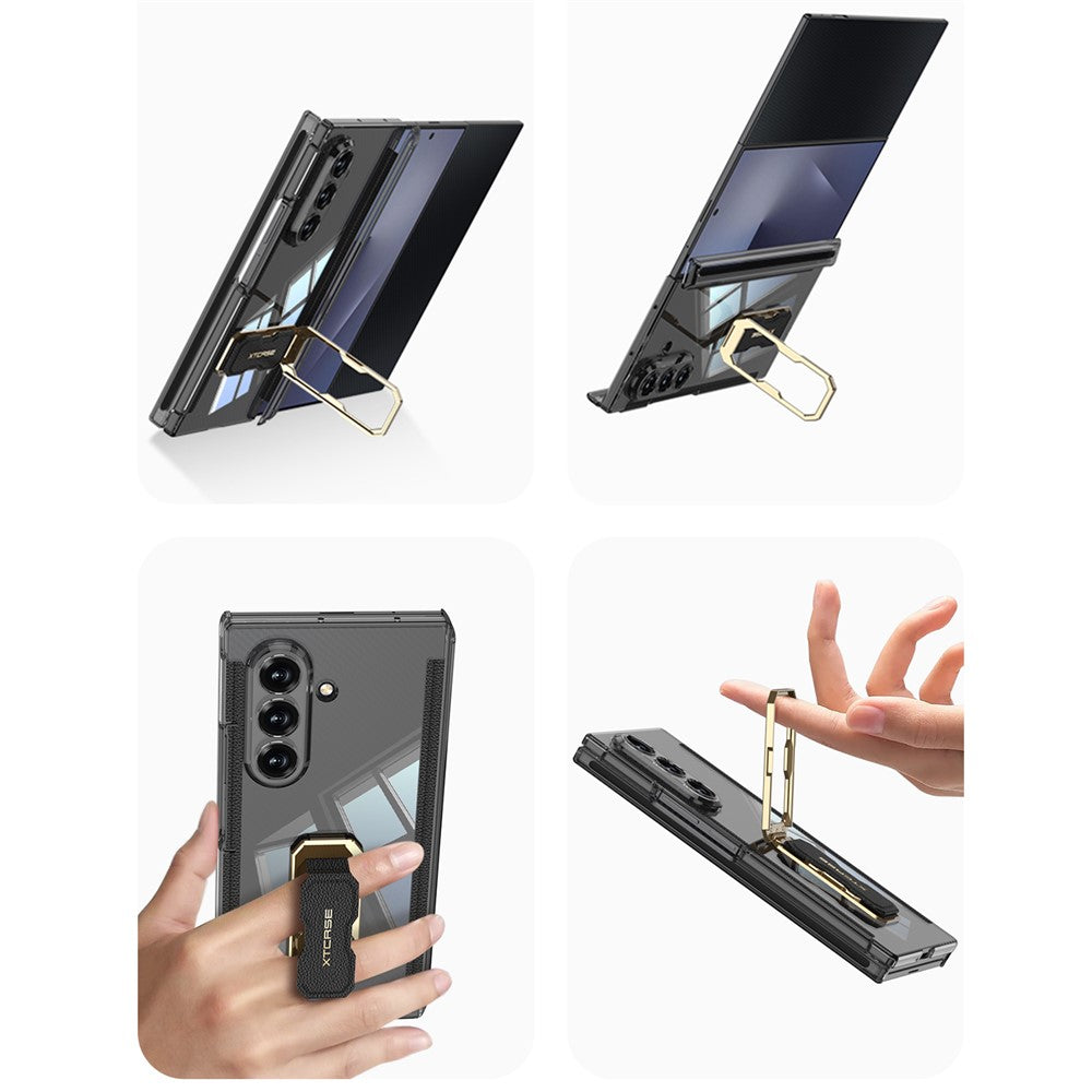 GKK-skal til Samsung Galaxy Z TriFold 5G med magnetisk hængsel, roterende stativ, armbånds-PC-mobilskal med hærdet glasfilm