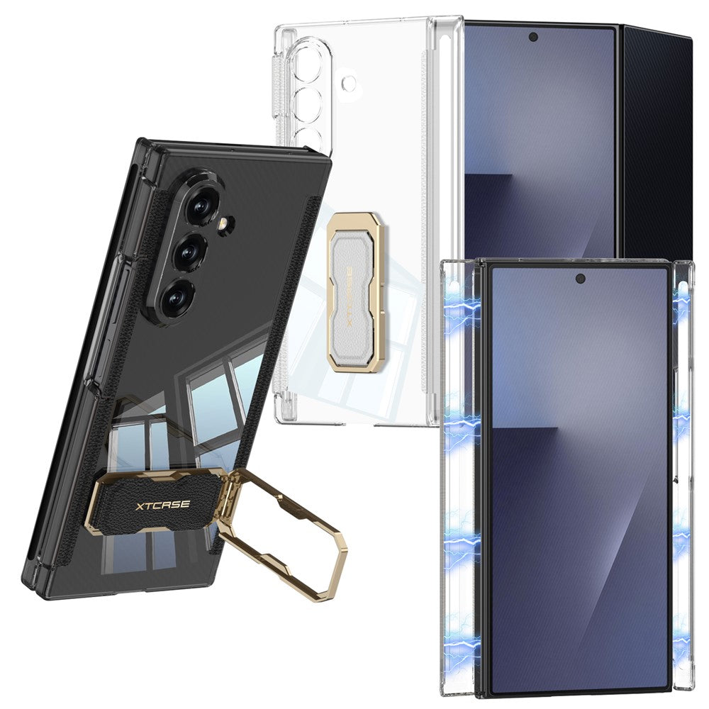GKK-skal til Samsung Galaxy Z TriFold 5G med magnetisk hængsel, roterende stativ, armbånds-PC-mobilskal med hærdet glasfilm