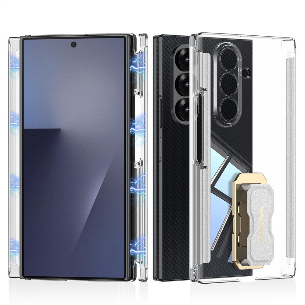 GKK-skal til Samsung Galaxy Z TriFold 5G med magnetisk hængsel, roterende stativ, armbånds-PC-mobilskal med hærdet glasfilm