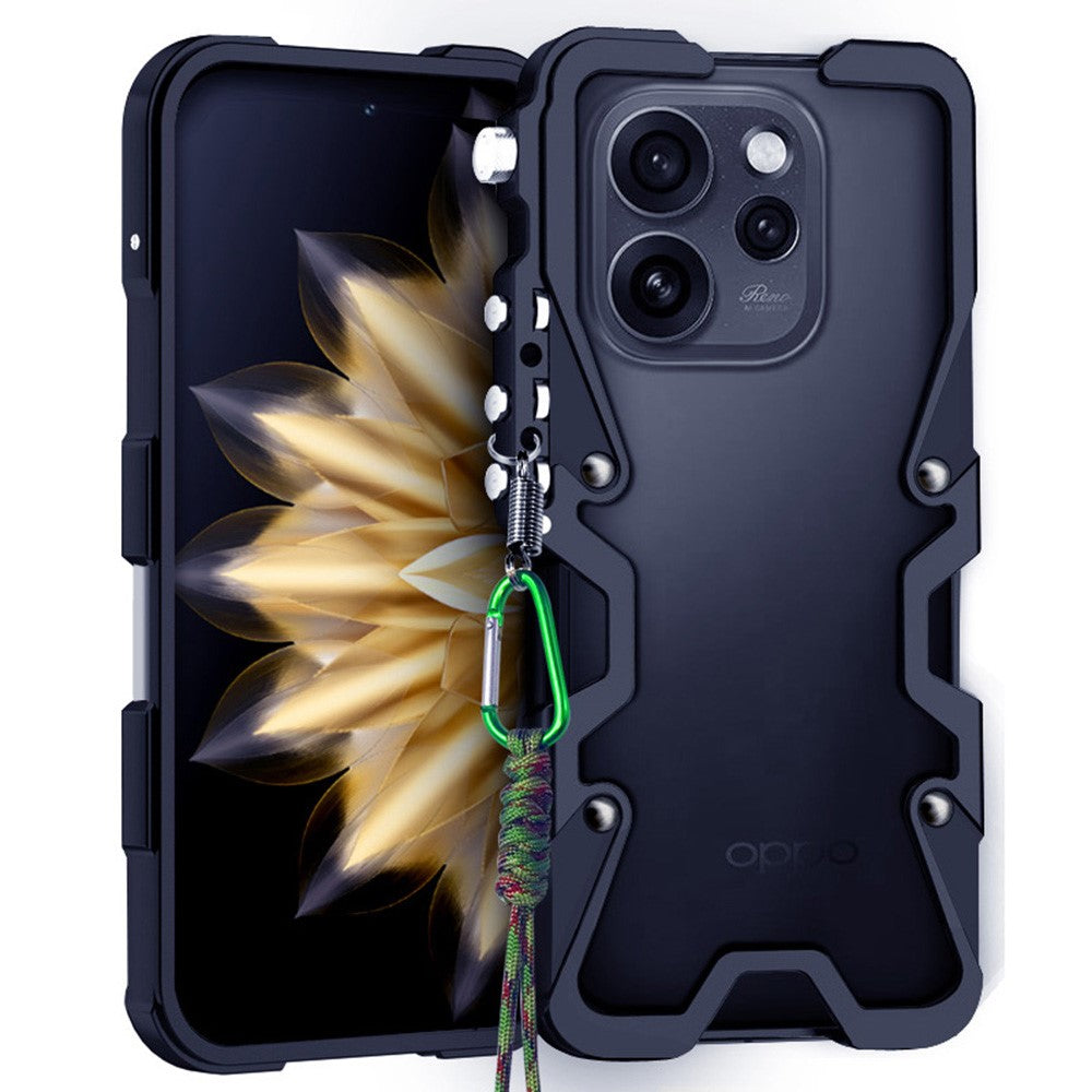 For Oppo Reno15 F 5G Bumper Case Aluminium Alloy Metal Phone Shell Cover with Strap