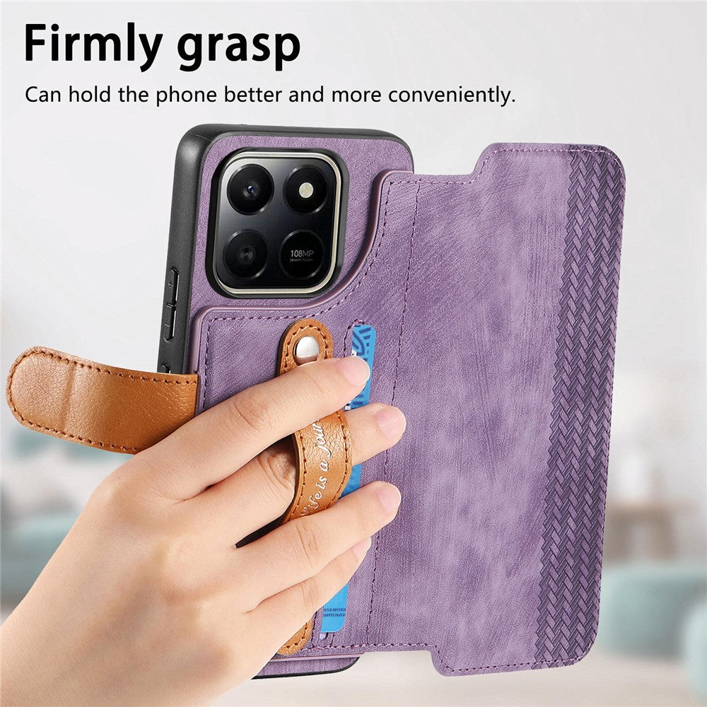 For Honor 400 Smart 4G / 400 Smart 5G / X7d 4G Case Wallet Retro Leather Phone Cover with Wristband Kickstand