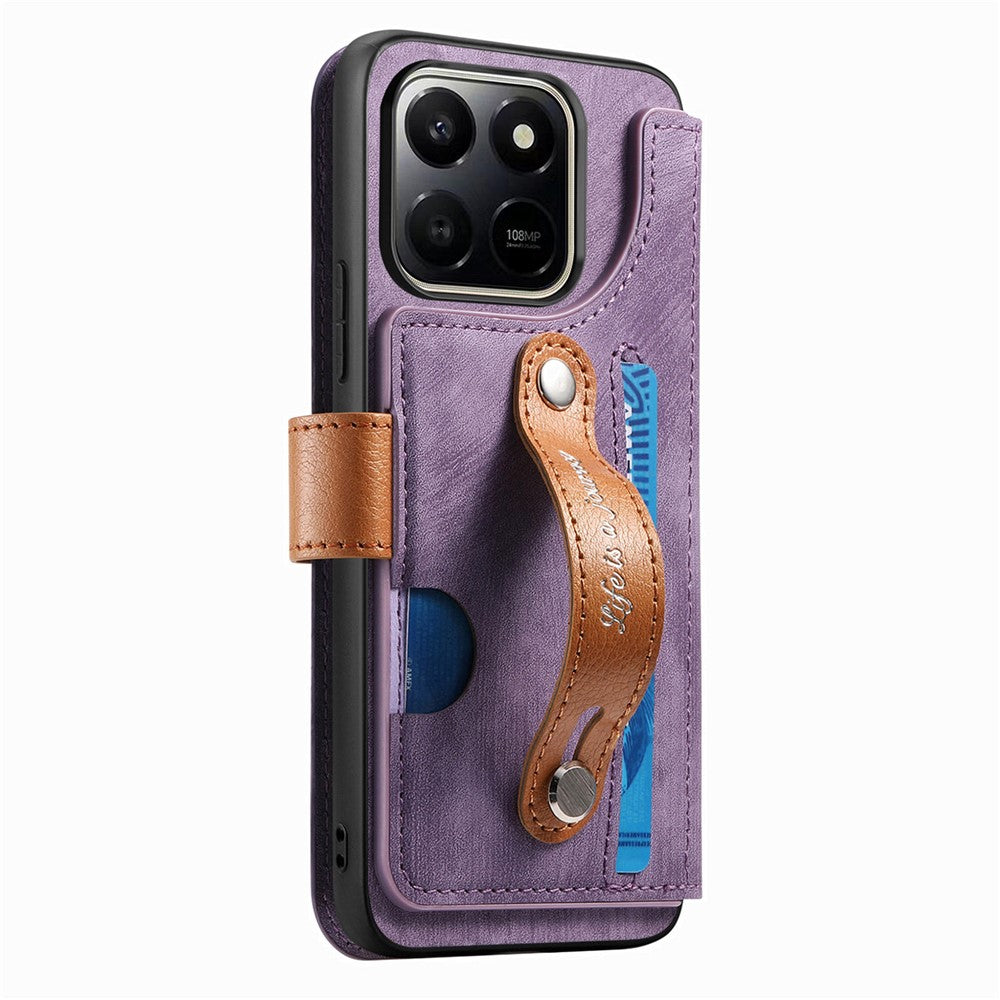 For Honor 400 Smart 4G / 400 Smart 5G / X7d 4G Case Wallet Retro Leather Phone Cover with Wristband Kickstand