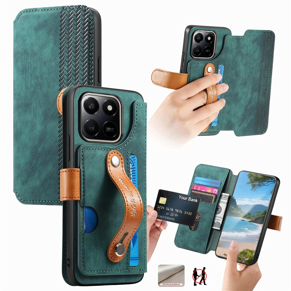 For Honor 400 Smart 4G / 400 Smart 5G / X7d 4G Case Wallet Retro Leather Phone Cover with Wristband Kickstand