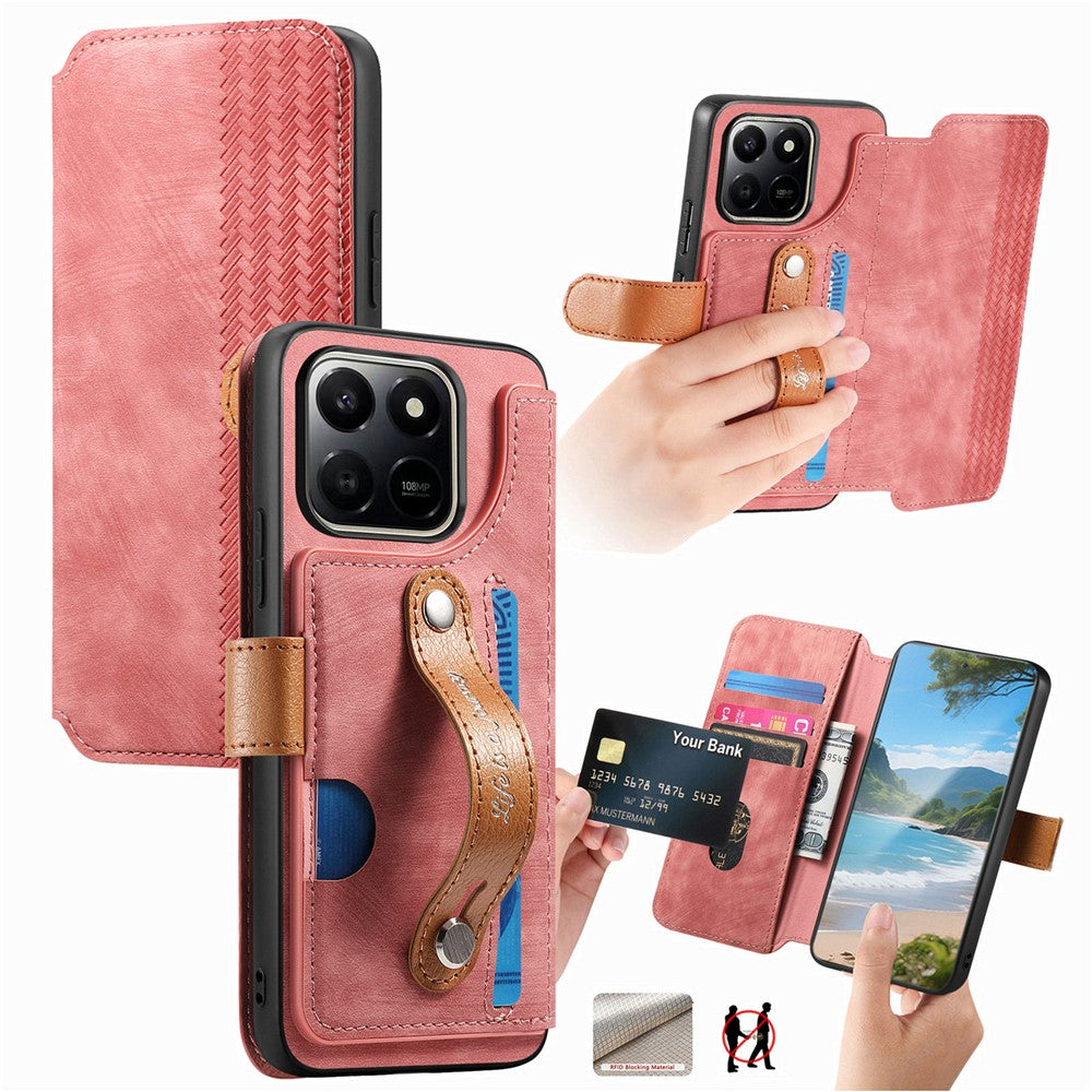 For Honor 400 Smart 4G / 400 Smart 5G / X7d 4G Case Wallet Retro Leather Phone Cover with Wristband Kickstand