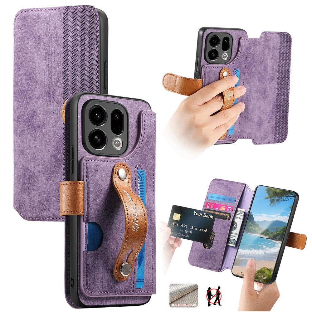 For Oppo Find X9 5G Case Wallet Retro Leather Phone Cover with Wristband Kickstand