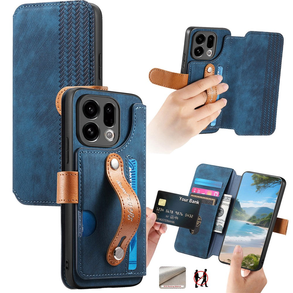 For Oppo Find X9 5G Case Wallet Retro Leather Phone Cover with Wristband Kickstand