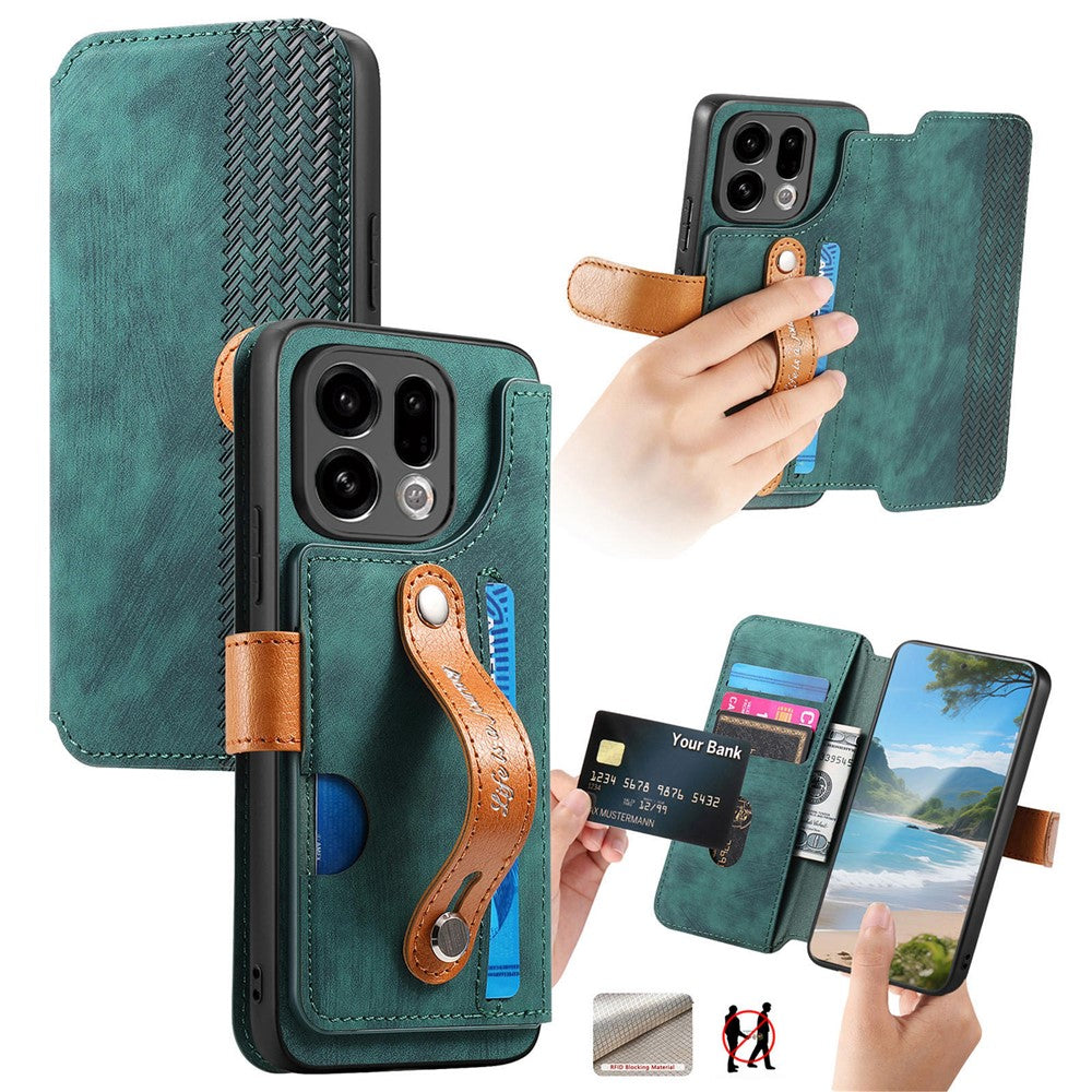 For Oppo Find X9 5G Case Wallet Retro Leather Phone Cover with Wristband Kickstand