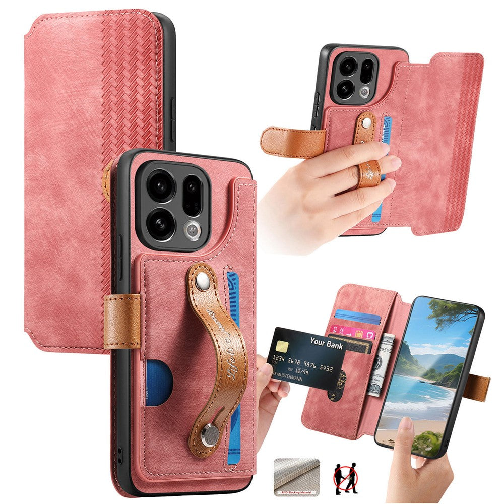 For Oppo Find X9 5G Case Wallet Retro Leather Phone Cover with Wristband Kickstand