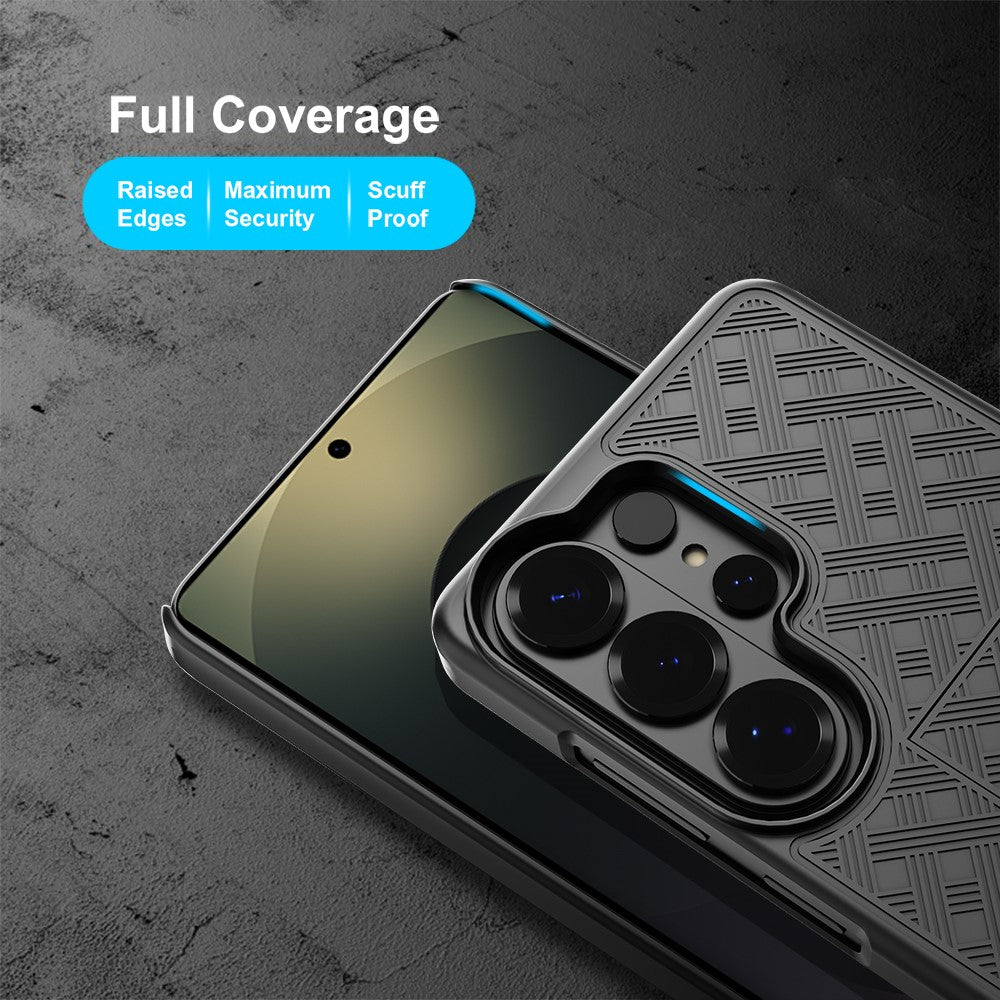 For Samsung Galaxy S26 Ultra Case PC + TPU Sliding Screen Cover Kickstand Phone Shell with Clip