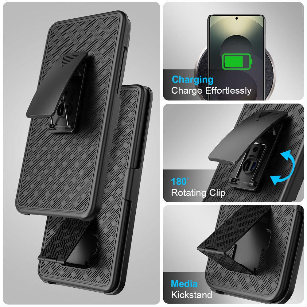For Samsung Galaxy S26 Ultra Case PC + TPU Sliding Screen Cover Kickstand Phone Shell with Clip