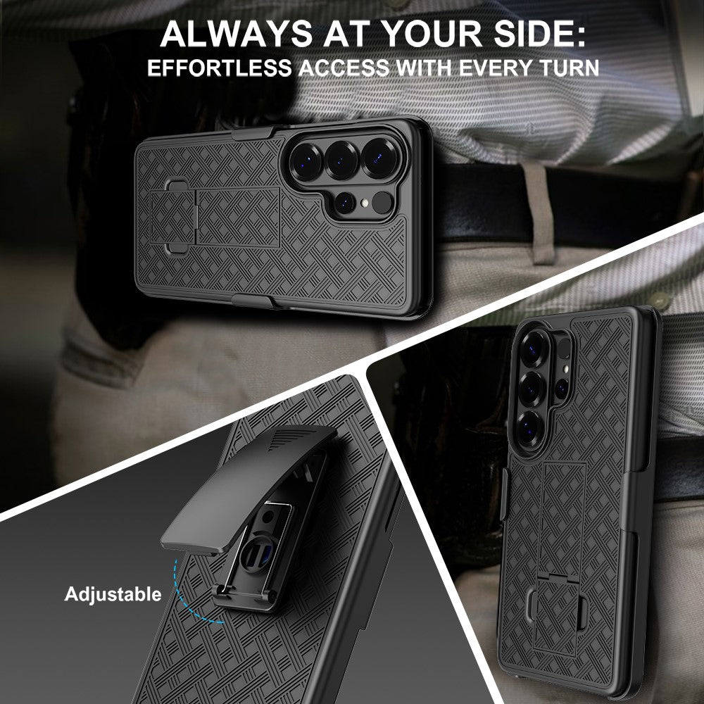 For Samsung Galaxy S26 Ultra Case PC + TPU Sliding Screen Cover Kickstand Phone Shell with Clip