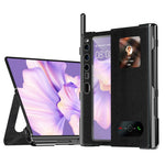 Huawei Mate Xs 2 Cross Texture Stand Folio mobilskal PU-läder + PC Anti-repskyddande galvaniserat skal med härdat glasfilm och styluspenna