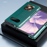 Huawei Mate Xs 2 Cross Texture Stand Folio mobilskal PU-läder + PC Anti-repskyddande galvaniserat skal med härdat glasfilm och styluspenna