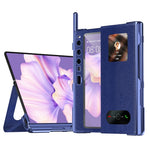 Huawei Mate Xs 2 Cross Texture Stand Folio mobilskal PU-läder + PC Anti-repskyddande galvaniserat skal med härdat glasfilm och styluspenna