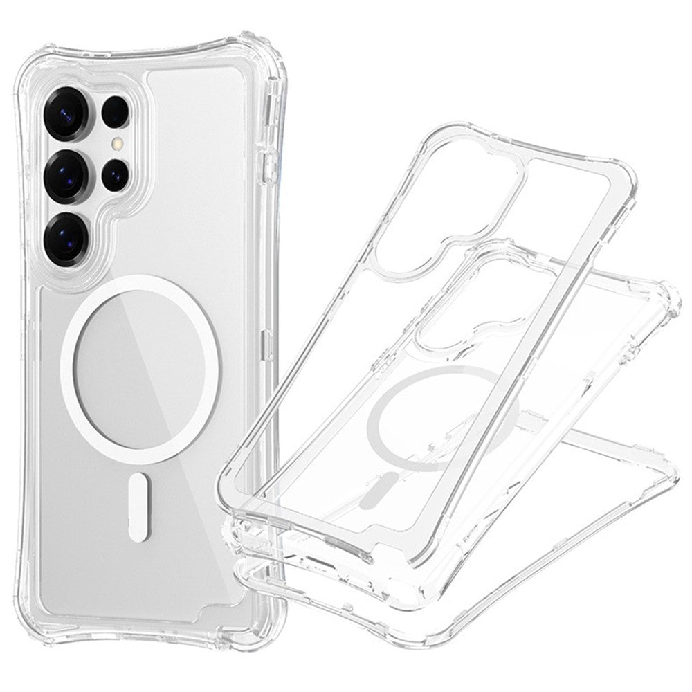 For Samsung Galaxy S26 Ultra Magnetic Case PC + TPU 3 in 1 Drop-proof Clear Phone Cover