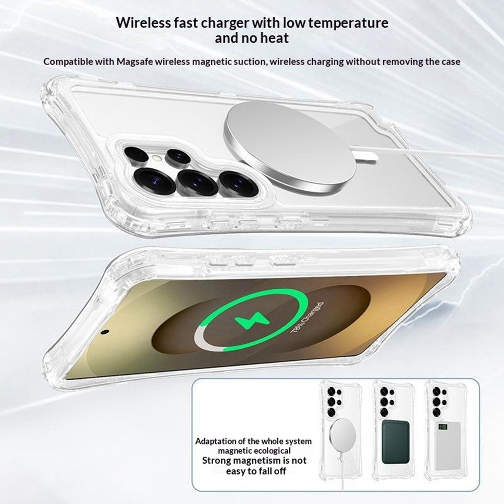 For Samsung Galaxy S26 Ultra Magnetic Case PC + TPU 3 in 1 Drop-proof Clear Phone Cover